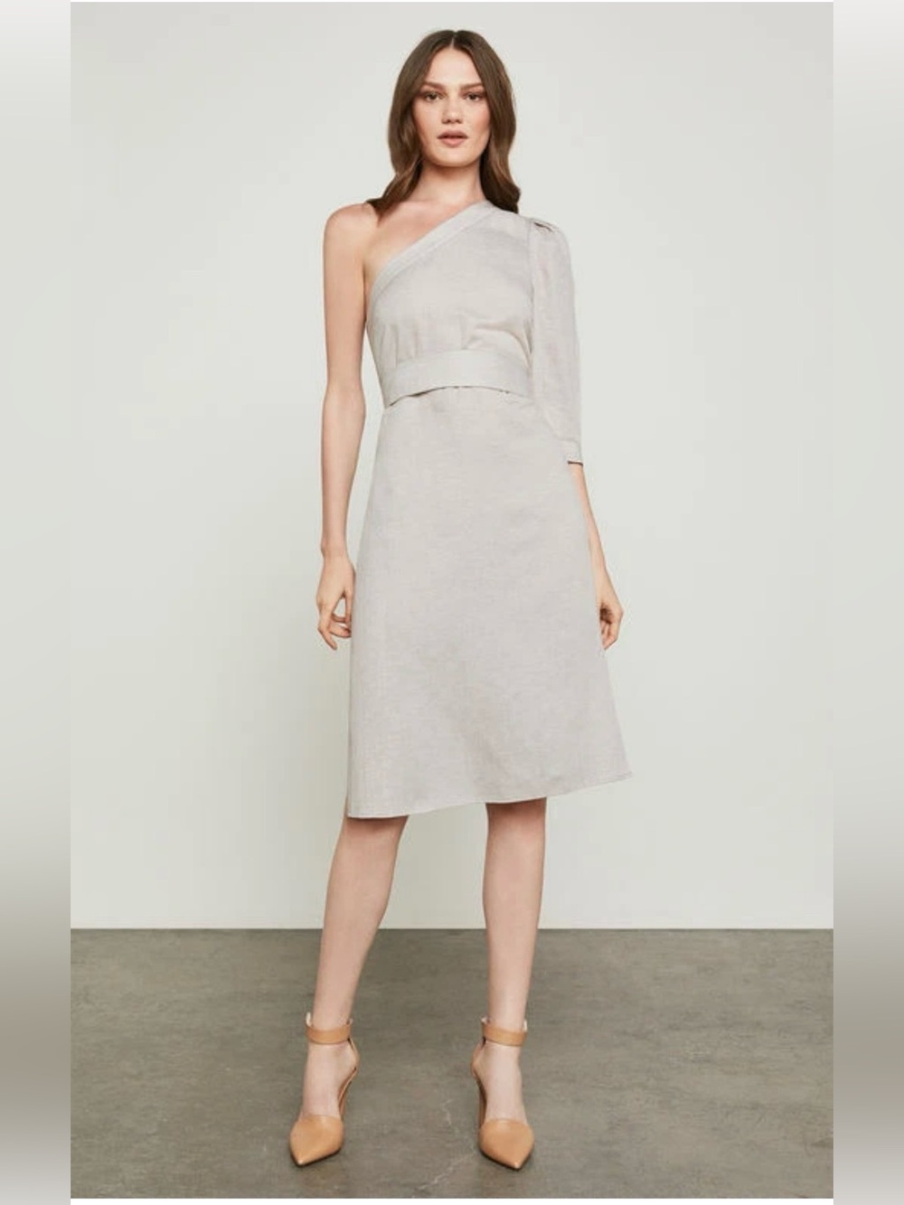 BCBG One Shoulder Dress Minimalist Quiet Luxury Modern Chic Elegant Timeless XS